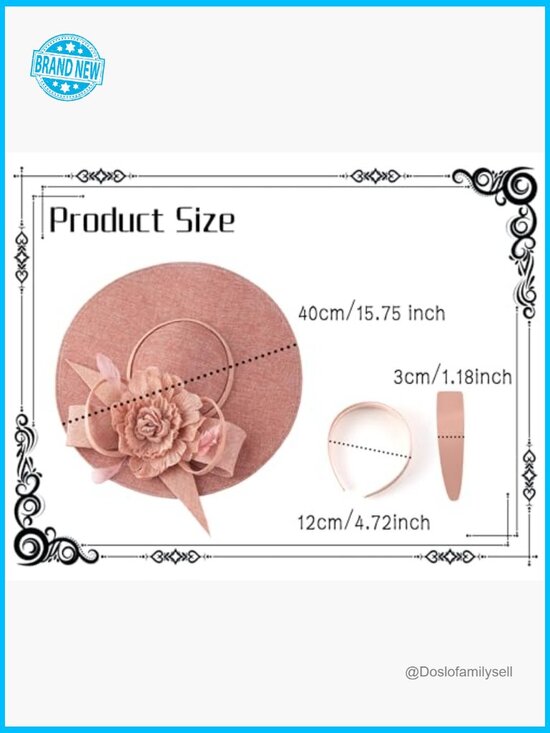 Linen Feather Fascinator Hat for Women Derby Church Wedding Tea Party Vintage main image 5
